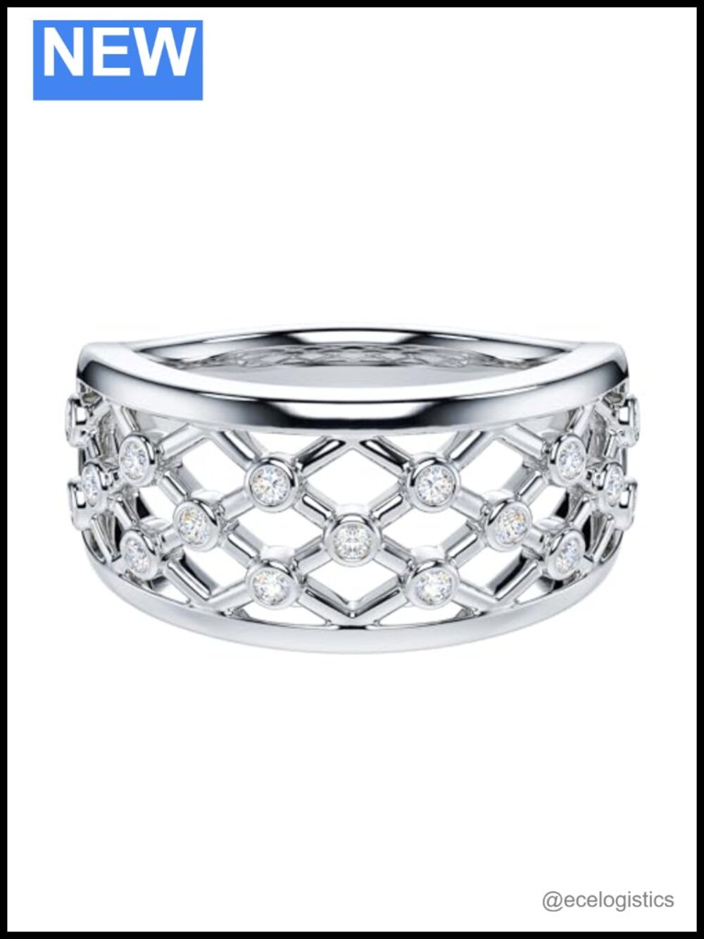 Sterling Silver Moissanite Crisscross Band Ring